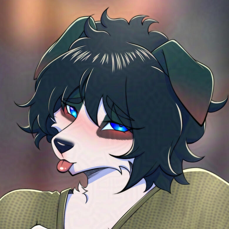 Icon of Miss Blakely, an anthro Collie with dark greenish-blue and white fur and making a nervous expression